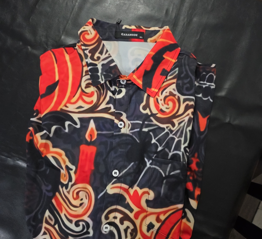 Halloween Print Men's Button-Down Shirt